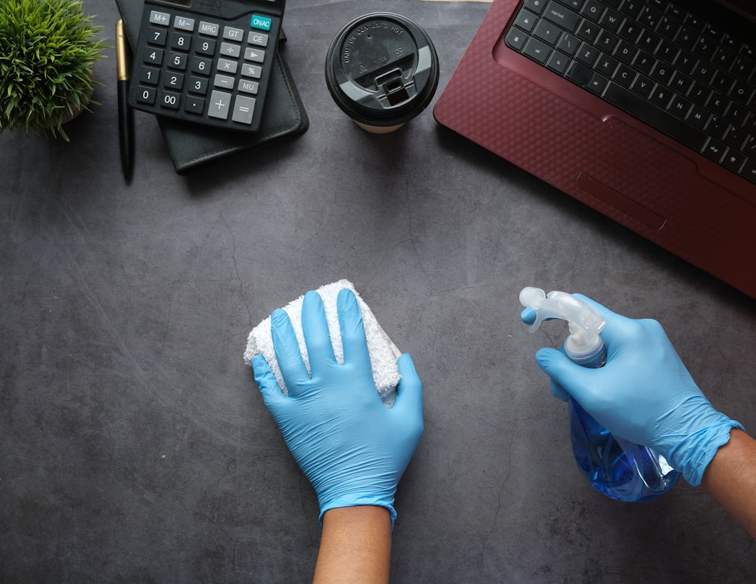Detail-oriented office desk sanitizing and disinfecting